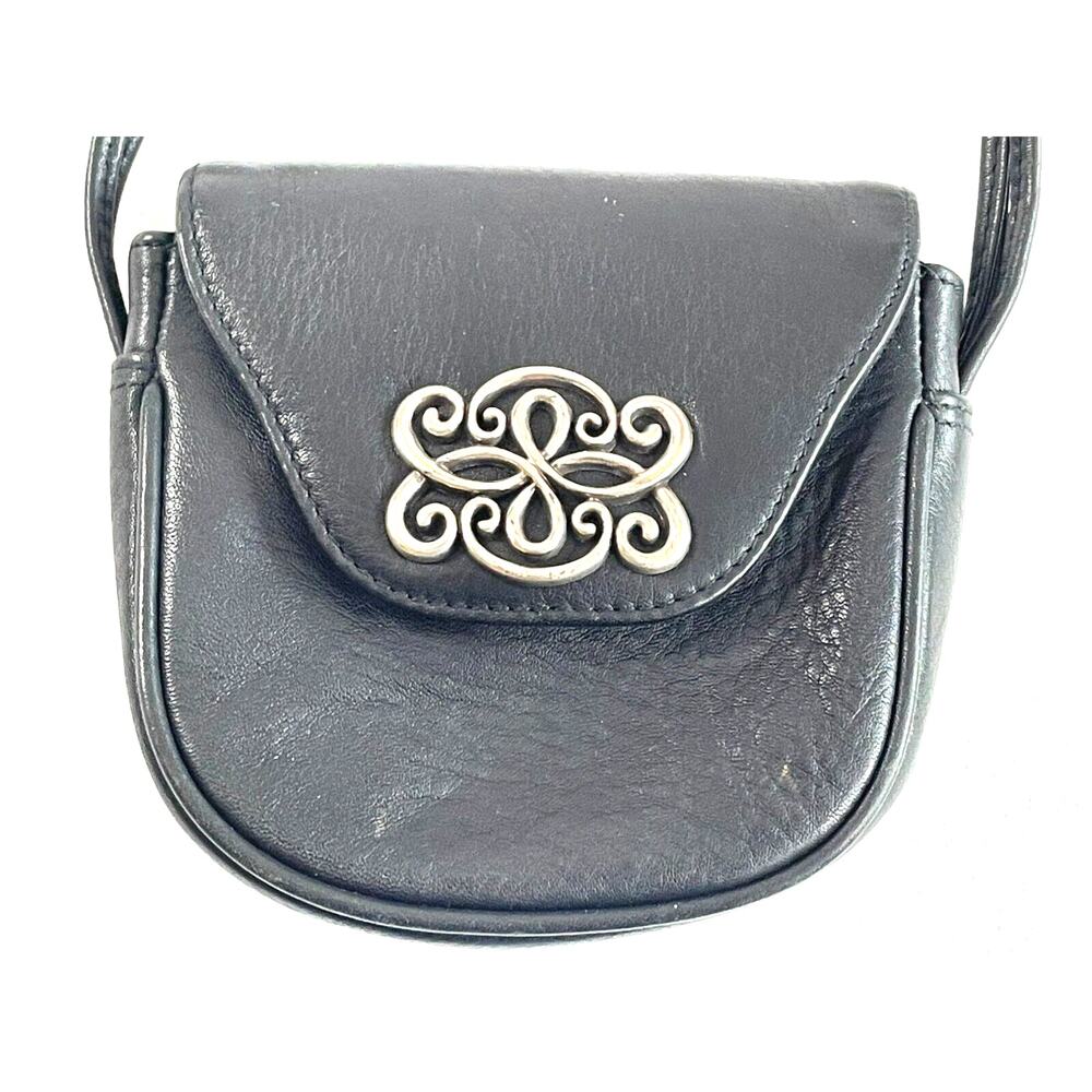 Womens Leather Crossbody Vintage Bag Black Size-6" x 5" x 2"